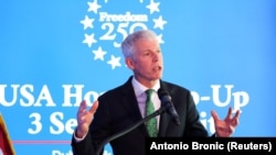 Sekretari amerikan i Energjisë, Chris Wright, gjatë pjesëmarrjes në forumin në Dubrovnik të Kroacisë më 29 prill 2026. 