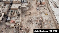 Квартал снесенных под строительство Зимнего бульвара домов в центре Баку. 2013