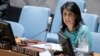 Ambassador Haley speaks during a Security Council Meeting in New York, April 27, 2017.