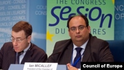 Ian Micallef (right), president of the Congress of Local and Regional Authorities, says "we are...concerned also about the way the government in Azerbaijan wants to control local democracy."