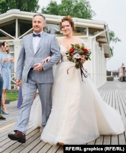 Андрей Аверьянов ведет свою дочь под венец на свадьбе, гостем которой был Анатолий Чепига с семьей