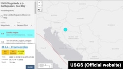 USGS mapa sa podacima o zemljotresu