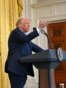 U.S. President Donald Trump (right) and Israeli Prime Minister Benjamin Netanyahu hold a press conference in the East Room of the White House in Washington, D.C., on February 4.