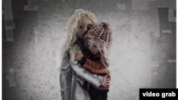 A scene from Marichka Marczyk's video accompanying her song, 4.5.0., a message of hope from a mother to her stolen child. 