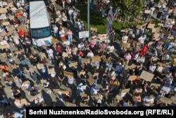 Під час акції протесту проти відставки міністра оборони України Михайла Федорова, Київ, 16 липня