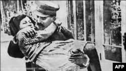 Undated photo of Soviet dictaor Joseph Stalin and his daugher Svetlana