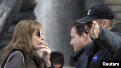 Angelina Jolie (left) has already begun shooting for the film in Budapest.