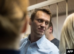 Navalny at a court in Moscow on December 30, 2014