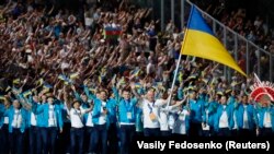 Український прапор на відкриттті Європейських ігор, ілюстративне фото