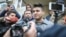 Azerbaijan. Baku. Azerbaijani blogger Mehman Huseynov talking to journalists after court 10 january 2017