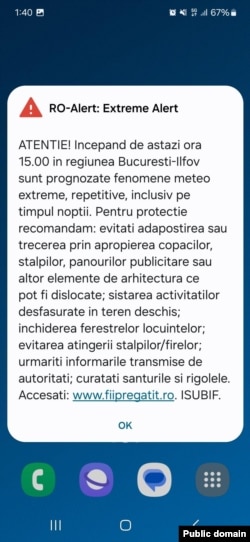 Romanian - bad weather warning