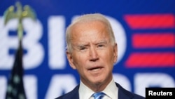 Joe Biden a delaware-i Wilmingtonban a választások eredményéről beszél
