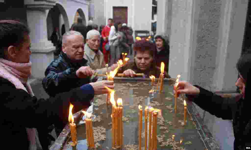 Christmas service in St. Petka Church in Skopje, Macedonia.