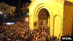 Orthodox Christians gather for an Easter Mass at Sioni Cathedral in Tbilisi.