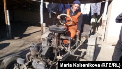 Kyrgyz farmer Baktybek Kupeshov cobbles together makeshift tractors from bits of old Soviet-era cars.