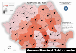 Harta punctelor negre în care se produc cele mai multe accidente.