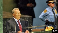 Қазақстан президенті Н.Назарбаев БҰҰ-ның 62-ші сессиясында сөз сөйлеп тұр. Нью-Йорк, 25-ші қыркүйек, 2007жыл.