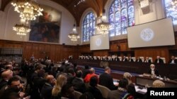 Seanca në Gjykatën Ndërkombëtare të Drejtësisë (ICJ) lidhur me akuzat e Afrikës së Jugut se Izraeli po kryen gjenocid në Gazë, Hagë 11 janar 2024.