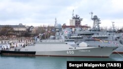 В состав Черноморского флота России принят новый малый ракетный корабль «Грайворон». Севастополь, 30 января 2021 года