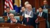 U.S. Vice President Joe Biden delivers a speech at a session of Kosovo's Parliament in Pristina May 21, 2009. 