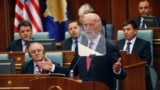 U.S. Vice President Joe Biden delivers a speech at a session of Kosovo's Parliament in Pristina May 21, 2009. 