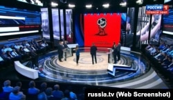 Кадр з выпуску праграмы „60 минут“ на тэлеканале „Россия-1“ 30 траўня 2018 году