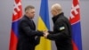 Slovak Prime Minister Robert Fico (left) meets his Ukrainian counterpart, Denys Shmyhal, in Uzhhorod on January 24. 