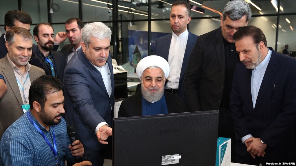 IRAN -- Iranian President Hassan Rohani visits the Noavari factory in Tehran, November 5, 2019