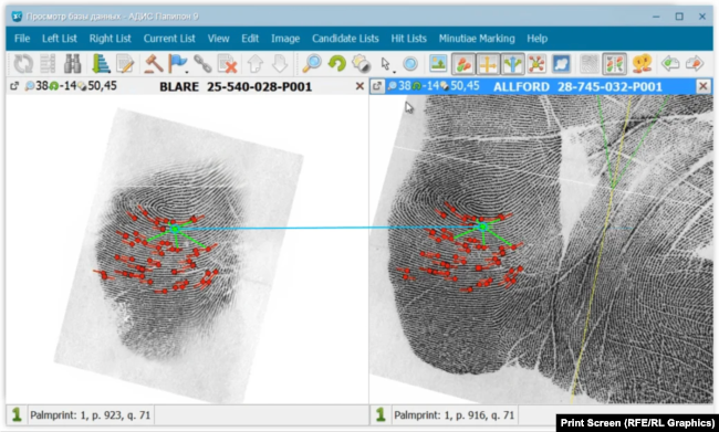 Ilustrim se si gjurmët e gishtërnjve krahasohen nga sistemi Papilon. Fotografia është marrë nga ueb-faqja e kësaj kompanie.