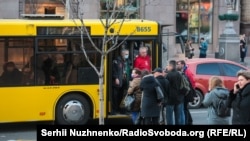 Аўтобус МАЗ у Кіеве, закуплены па тэндэры. Архіўнае фота