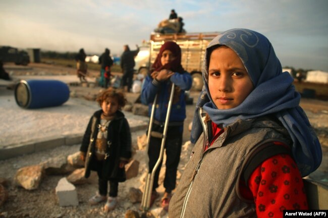 Беженцы в провинции Идлиб, возле границы с Турцией. Февраль 2020 года