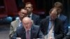 Russian Ambassador to the United Nations Vasily Nebenzia speaks during a Security Council meeting at United Nations headquarters in New York, August 28, 2018