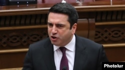 Armenia - Speaker Alen Simonian speaks during a session of the Armenian parliament, Yerevan, October 22, 2024.