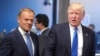 U.S. President Donald Trump (right) speaks with European Council President Donald Tusk in Brussels earlier this year. 