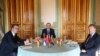 Turkish President Recep Tayyip Erdogan (center), Serbian President Aleksandar Vucic (left) and the Bosnian Muslim member of Bosnia's tripartite Presidency, Bakir Izetbegovic, pose for a photo before a luncheon in Istanbul on January 29. 