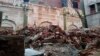 The remains of an Ahmadi mosque that was demolished by an angry mob on May 24 in the eastern Pakistani city of Sialkot
