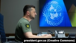 Владимир Зеленский выступает перед Советом безопасности ООН по видеосвязи, 24 августа 2024 года 