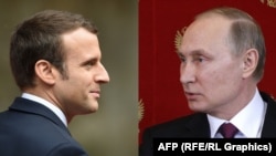 French President Emmanuel Macron (left) and Russian President Vladimir Putin (composite file photo)