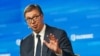 Serbian President Aleksandar Vucic attends the Globsec forum in Prague on August 31.