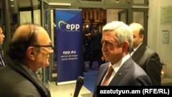 Belgium -- Armenian President Serzh Sarkisian gives an interview to RFE/RL’s Armenian Service, Brussels, 23Nov2017