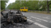 Автомобиль, сожженный в результате одного из ударов БПЛА по Херсону