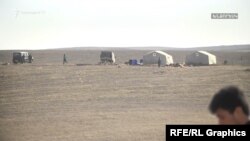 Палатки азербайджанских военных возле села Неркин Хндзореск