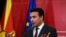 Macedonian Prime Minister Zoran Zaev giving a press conference in Skopje on October 19.