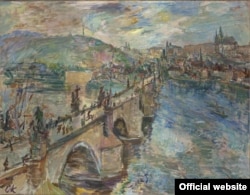 Kokoschka, Vedere a Hradului de pe Podul Carol, 1935, Galeria Națională, Praga