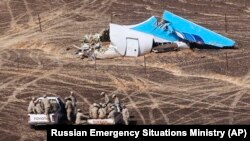 Wreckage of a Russian plane bound for St. Petersburg that was bombed over Egypt's Sinai Peninsula in 2015