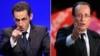 Sarkozy (L) and Francois Hollande