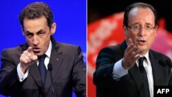 Кандидаты в президенты Франции Николя Саркози (слева) и Франсуа Олланд (справа).