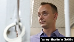 Ivan Safronov appears at a hearing at a court in Moscow on July 7.