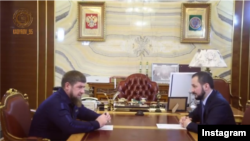 Глава Чечни Рамзан Кадыров встречается с замом председателя правительства республики Муслимом Байтазиевым