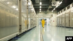 A handout picture released by Iran's Atomic Energy Organization on November 6, 2019, shows the interior of the Fordo (Fordow) Uranium Conversion Facility in Qom, in the north of the country. - An Iranian official announced that the plant will start enrich